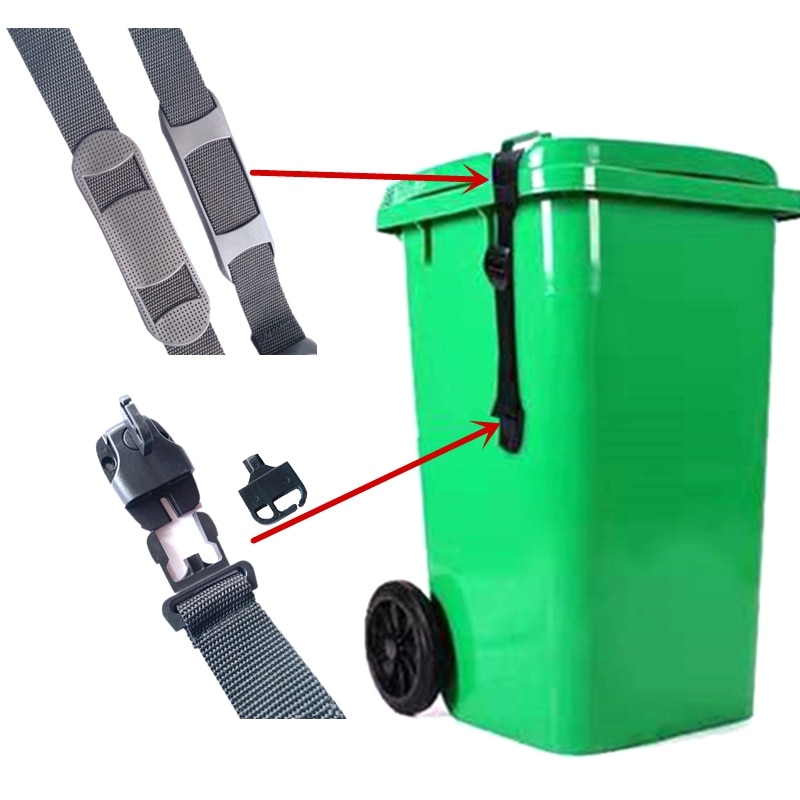 Bin Cover Secure Lock Straps With Hardware For Trash Can Cover Adjustable Garbage Bin Lid Security Strap Bands