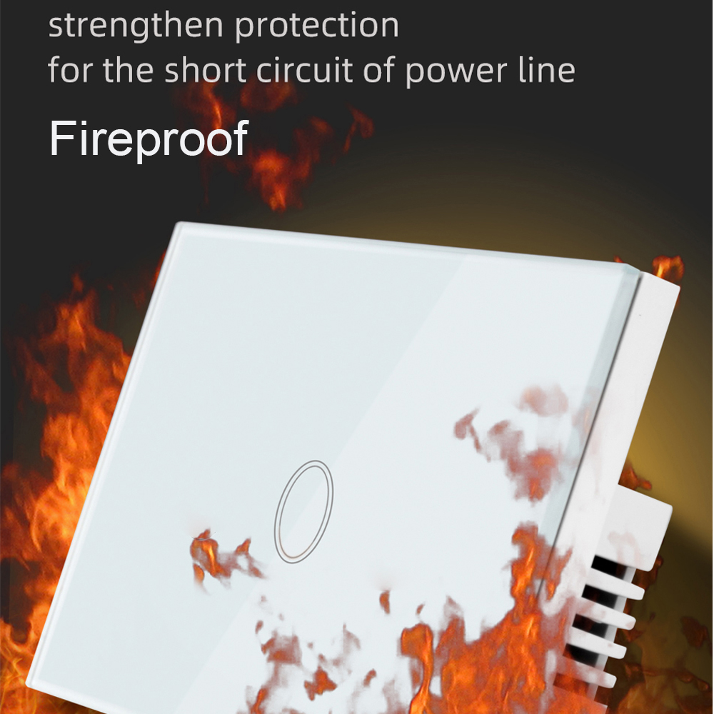 RF433 Wall Light Touch Switch 1gang Switch Support RF 433 433Mhz Remote Control No neutral wire 110V-240V US standard