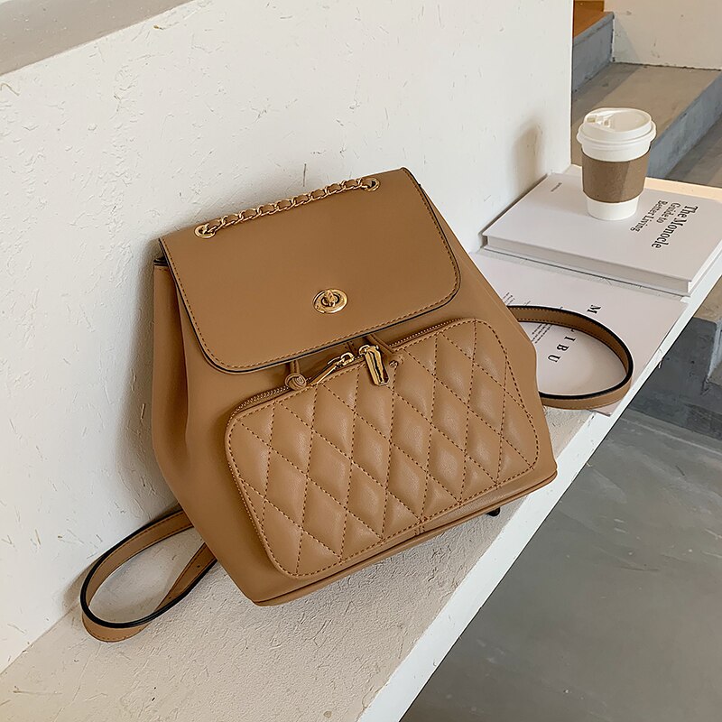 Mode Vrouwen Rugzak Tas Pu Leer Vrouwen Rugzak Ontwerpers Voor Tiener Meisje Reizen Boeken Rugzak: Brown