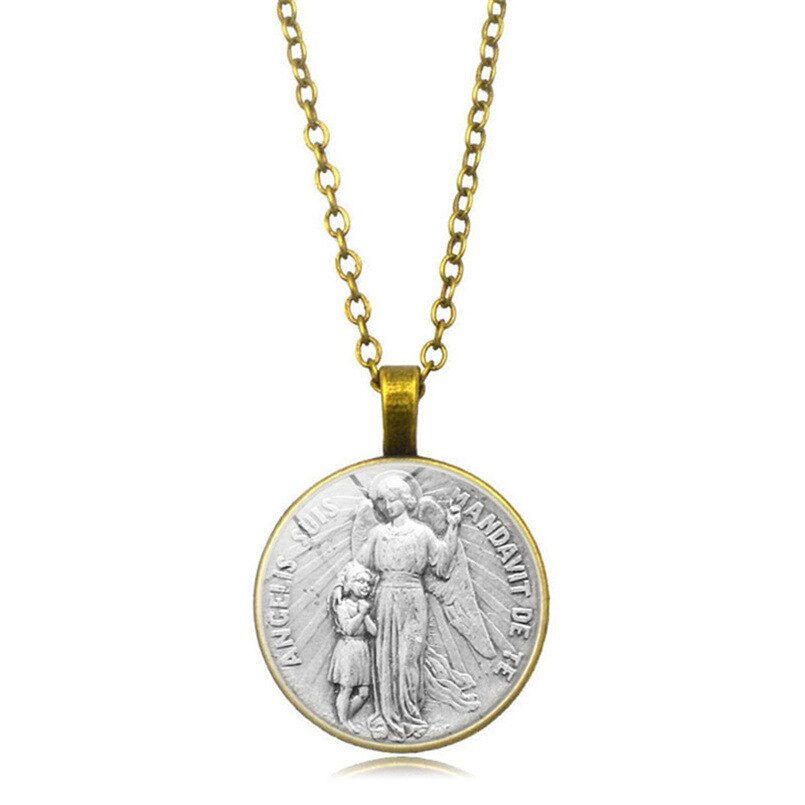 Classic Glass Dome Pendant Necklace Michael the archangel Necklace Women Men 3 Colors Sweater Chain Jewelry Accesories