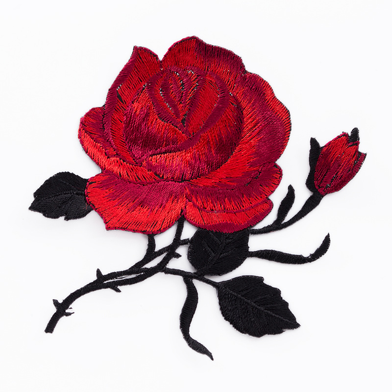 1Pc Rose Bloem Bloemen Patches Voor Kleding Ijzer Op Toepassing Kleding Geborduurde Patchwork Sticker Custom Naaien Accessoires