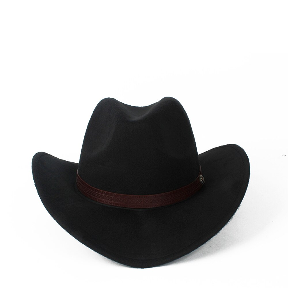 Women Men Wool Hollow Western Cowboy Hat Gentleman Outblack Sombrero Hombre Jazz Cap Size 56-58