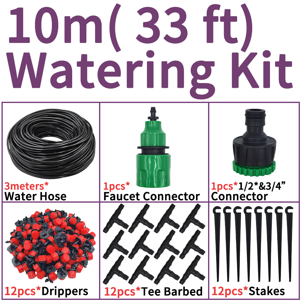 5M-25M DIY Drip Irrigation System Automatic Watering Garden Hose Micro Drip Garden Watering Kits with Adjustable Drippers: green