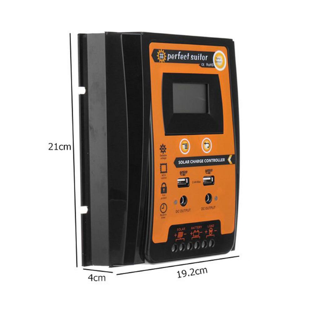 50A MPPT PWM Solar Laderegler 12V 24V Dual USB Solar Regler mit Großen LCD IP32 PV Batterie controller Last Timer