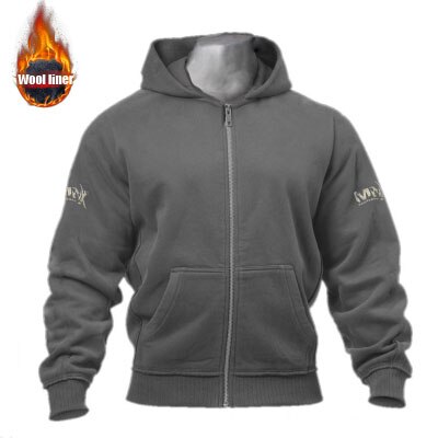 Homens inverno com capuz treino de musculação camisola solta sportwear musclewear terno masculino quente suor camisa hoodies casaco cardigan: XXL / Cinza