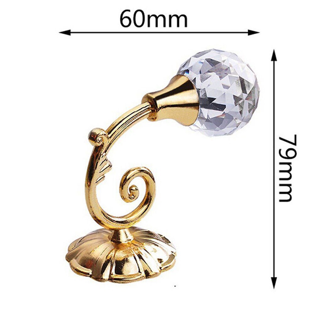 Classic Retro Hooks 2X Large Metal Crystal Glass Curtain Holdback Wall Tie Back Hanger Holder For Living room Curtain Decoration