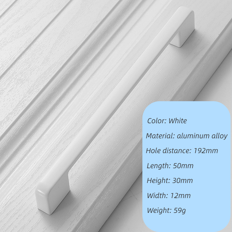 96mm 128mm 160mm 192mm Modern White Aluminum Alloy Cabinet Drawer Knobs Handles Kitchen Wardrobe Pulls Handles for Furniture: 192mm