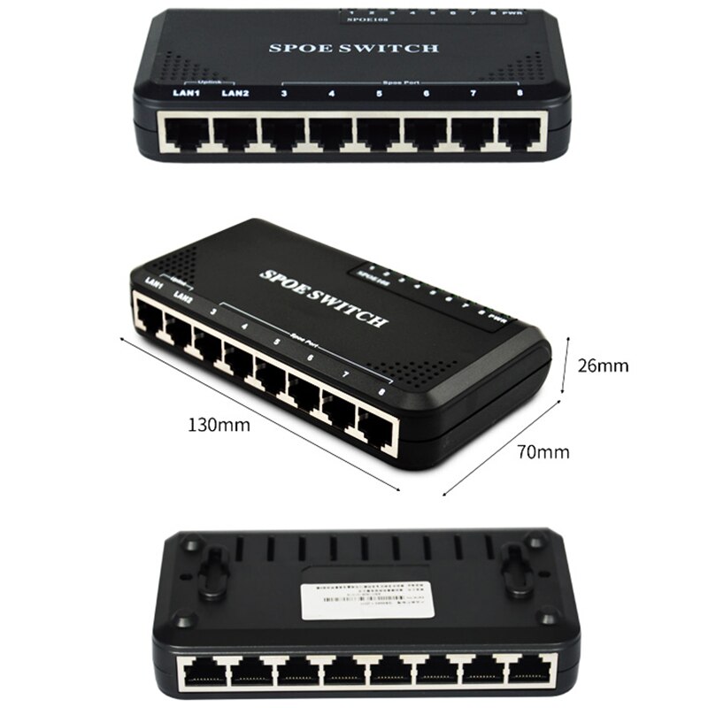 8 Port POE Switch Ethernet with 90W Power Adapter for Network IP Cameras or Wireless PoE Splitter for CCTV EU Plug