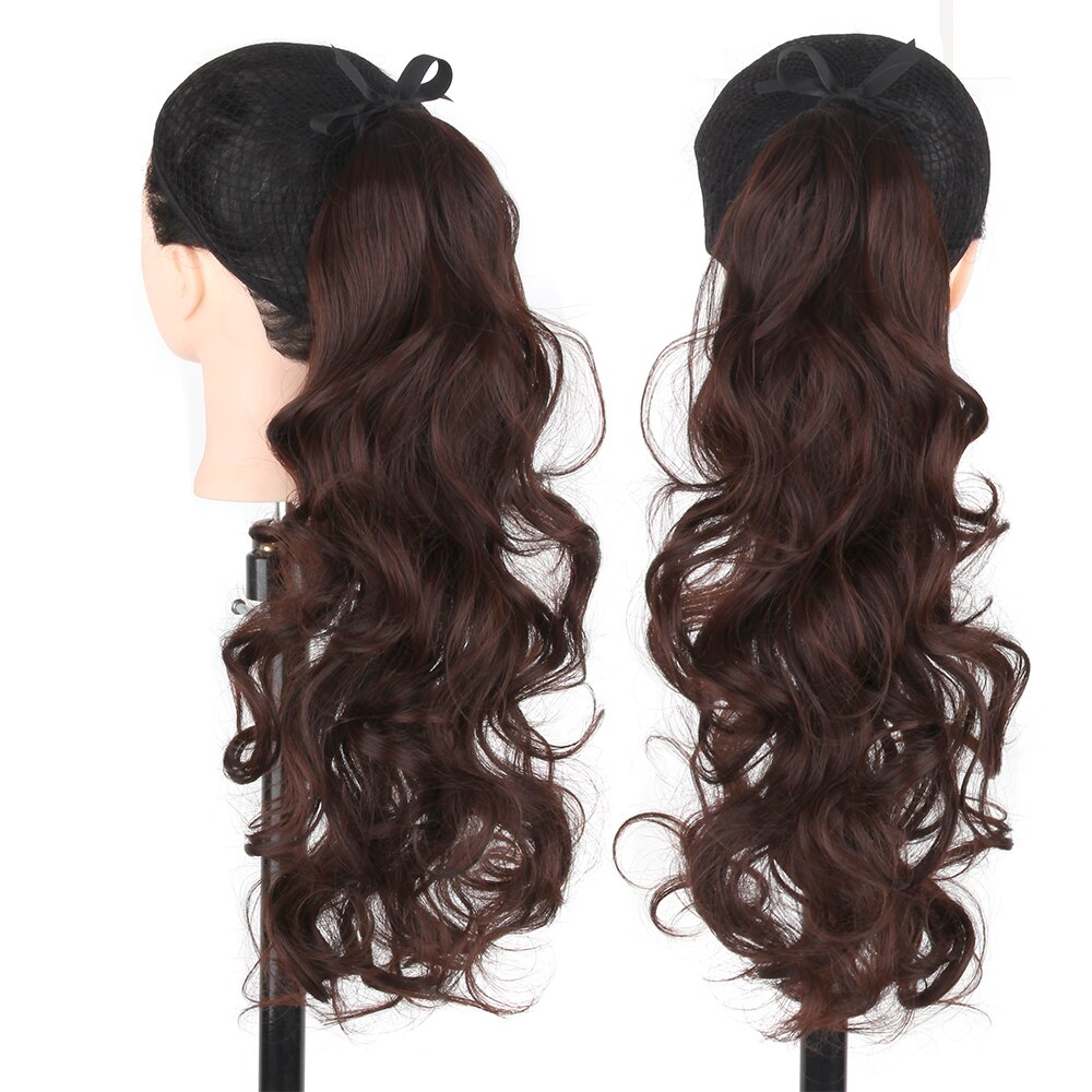 Xnaira-Cola de Caballo rizado largo, coleta sintética marrón claro, extensiones de cabello para cola de caballo, cinta de pelo de cola resistente al calor