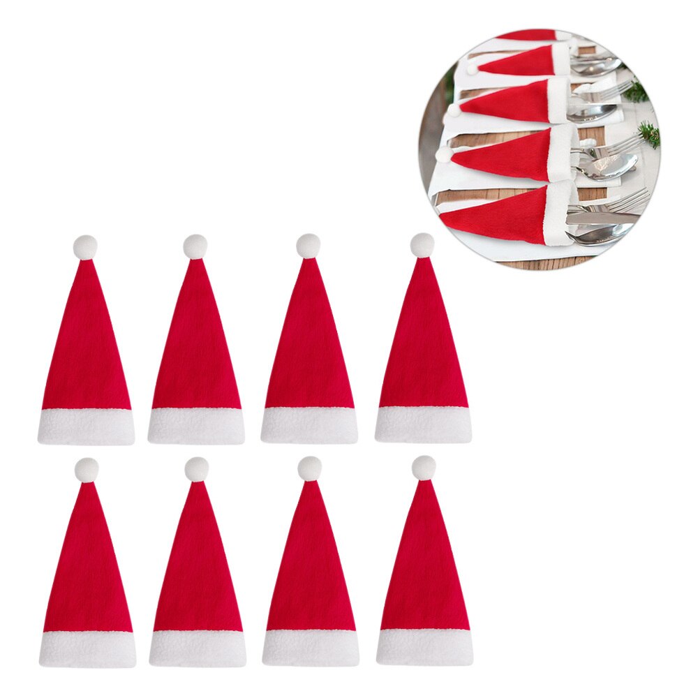 24 stuks kerst wijnfles dop tas bestek organizer tas snijders vorken hoezen tas kerstversiering mini kerstmuts