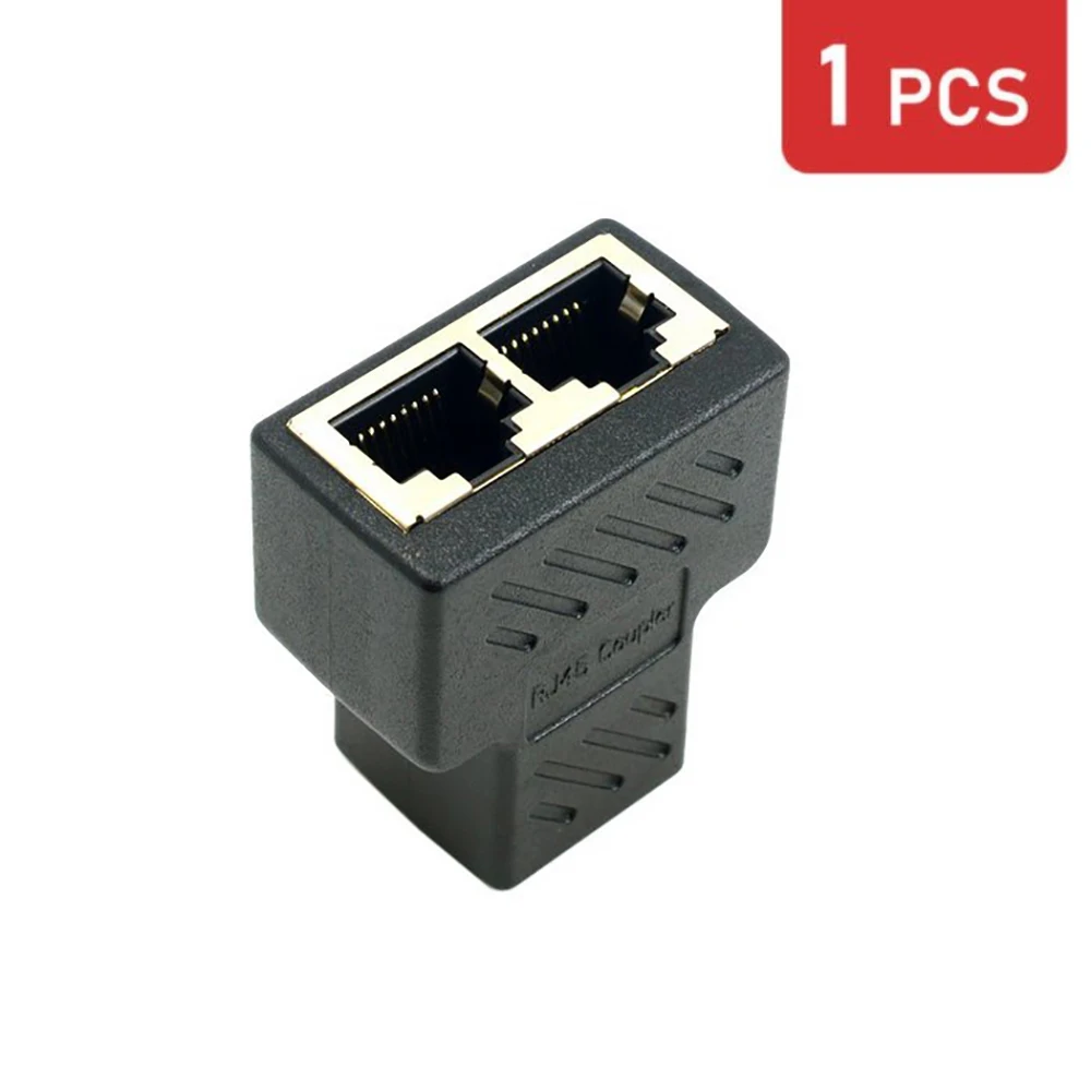 Divisor de red Cable doble 1 a 2 vías LAN RJ45 extensor de puerto Ethernet adaptador de conector de clavija acoplamiento para ordenador portátil: Naranja