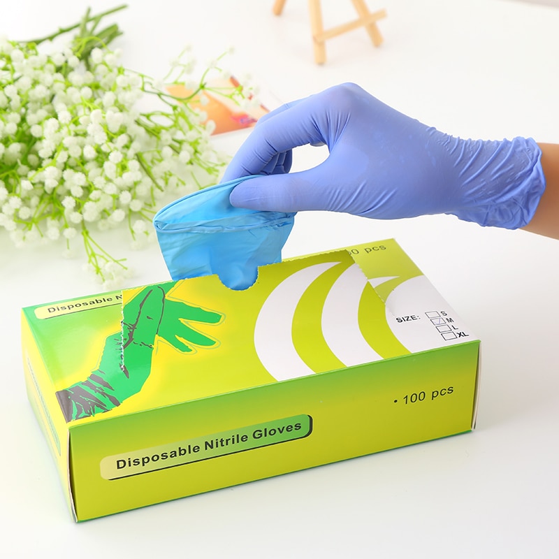 100Pcs/Pack Disposable Nitrile Gloves Waterproof Exam Gloves Ambidextrous Household Cleaning Washing Gloves Anti-Static Gloves
