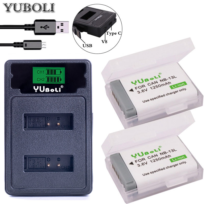 Batterie nb -13l nb 13l nb13l + chargeur lcd double usb pour canon powershot  g5x g7x g9x g7 x mark ii  g9 x,sx620 sx720 sx730 hs