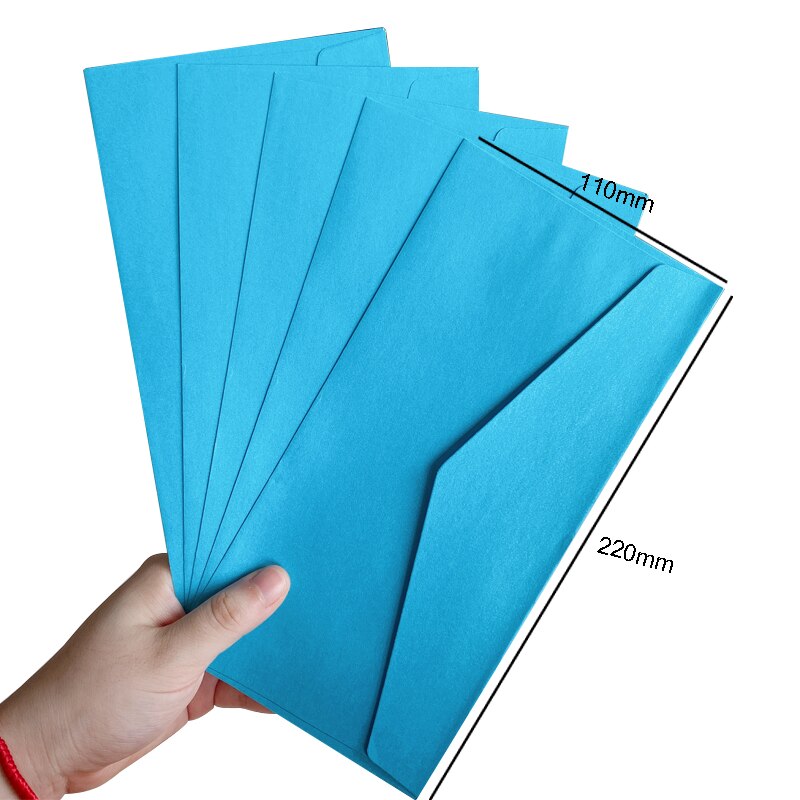 Lot de 5 enveloppes en papier couleur bonbon, 220x110mm, carte de vœux, papeterie ,: Bleu
