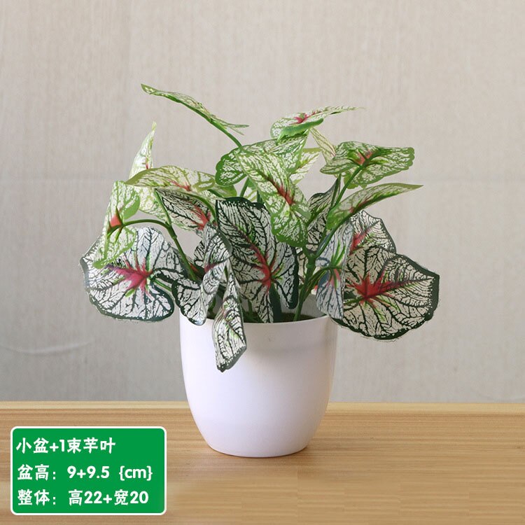 22cm artificiel vert aneth persan feuilles plantes bonsaï maison salon balcon bureau décoration blanc en pot plantes bonsaï: Style 17