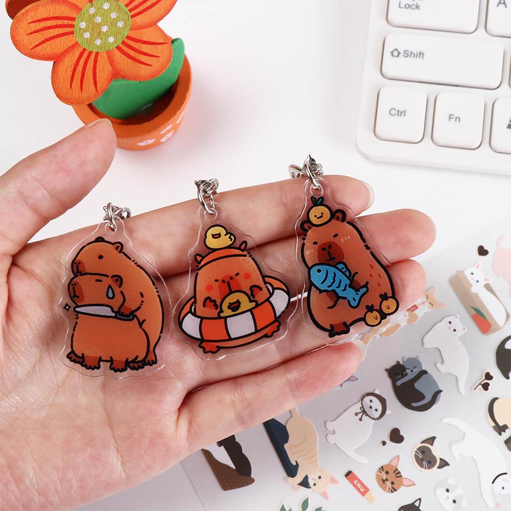 Tegneserie capybara capybara akryl nøkkelring harpiks akryl tegneserie capybaras nøkkelring søt nydelig kapibala nøkkelringer bag hengende