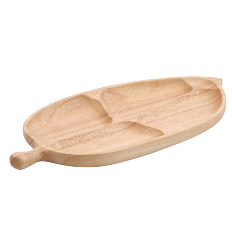 Bandeja creativa de conservación de alimentos con forma de pescado, plato de división de madera maciza, platos de fruta, bandejas, platillo Base, plato de cena de té y postre: Leaf rubber