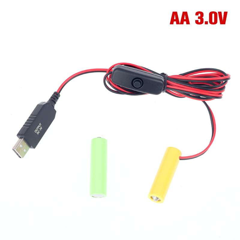 Aaa Attrappe-Batterie Adapter USB-Netzteil Schalter Kabel ersetzen aaa Batterien für Fernbedienungen Kamera Spielzeug LED-Streifen: Schwarz