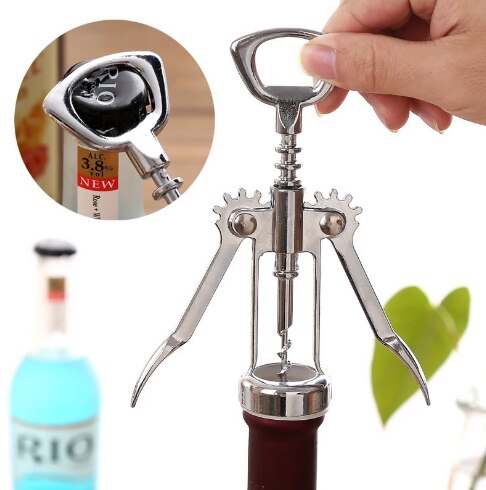 Stainless Steel Bottle Opener Waiter Metal Red Wine Opener Corkscrew Bottle Handle Bottle Pumps Corkscrews Cork Out Tool
