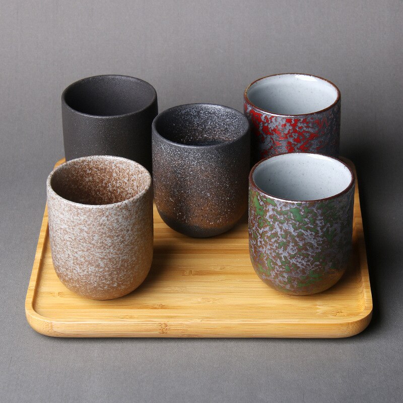 Taza de té de cerámica japonesa, taza de café de porcelana de 128ml, cerámica rugosa de té de kung-fu, vasos grandes de cerámica de piedra para té