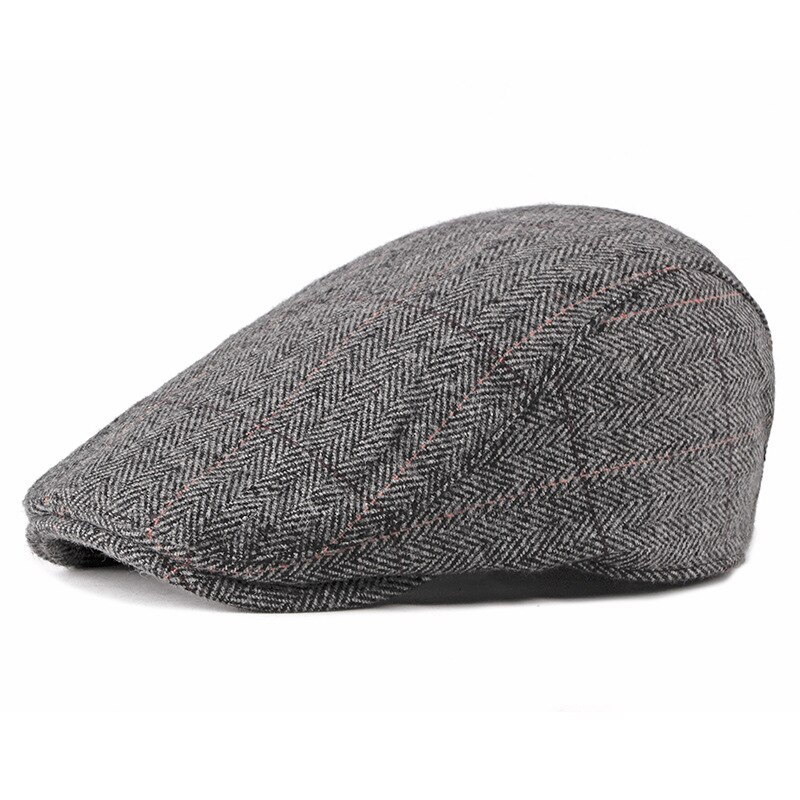 Men&#39;s Newsboy Caps Spring Women Cabbie Ivy Cap Striped Beret Men Driver Glof Hat Flat Cap Middle Aged Old Age Dad Hat: gray