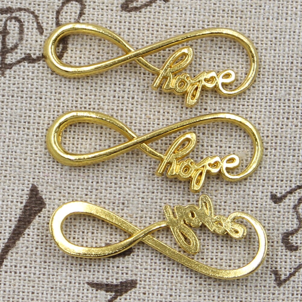 15 stücke Reize Unendlichkeit Liebe Hoffnung Stecker 39x15mm Antike Bronze- Silber Farbe Überzogen Anhänger Herstellung DIY handgefertigt tibetischen Schmuck: hoffen Gold