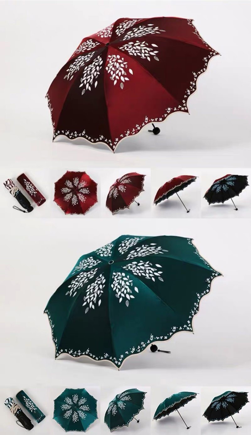 Sombrilla de Sol de , paraguas de lluvia de para mujer, paraguas doble de hojas de princesa, sombrilla femenina, portátil para mujer