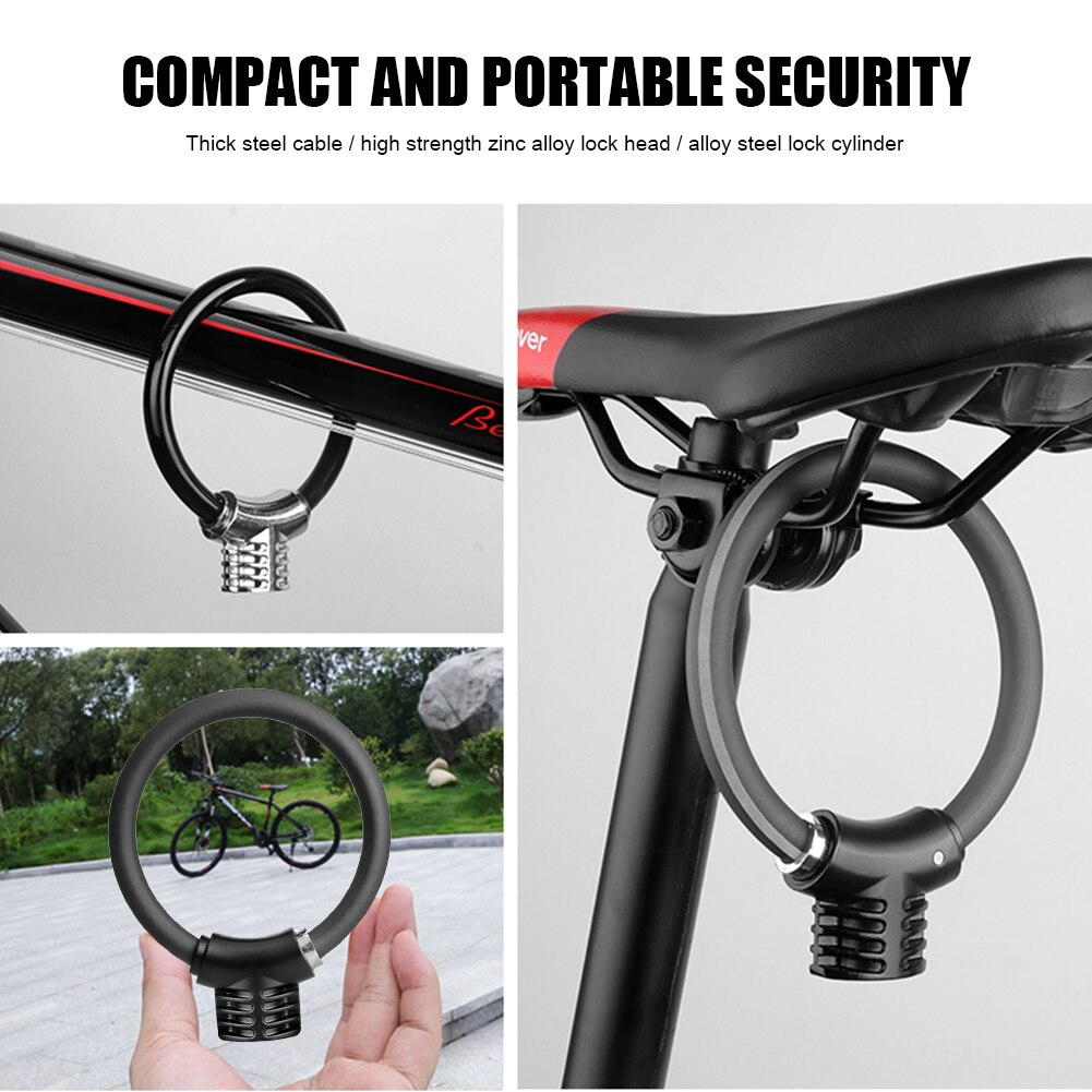 Bicycle Ring Locks Reflective Anti-theft Bike Cable Lock Security Mountain Road Biking Portable Dustproof Cycling Parts