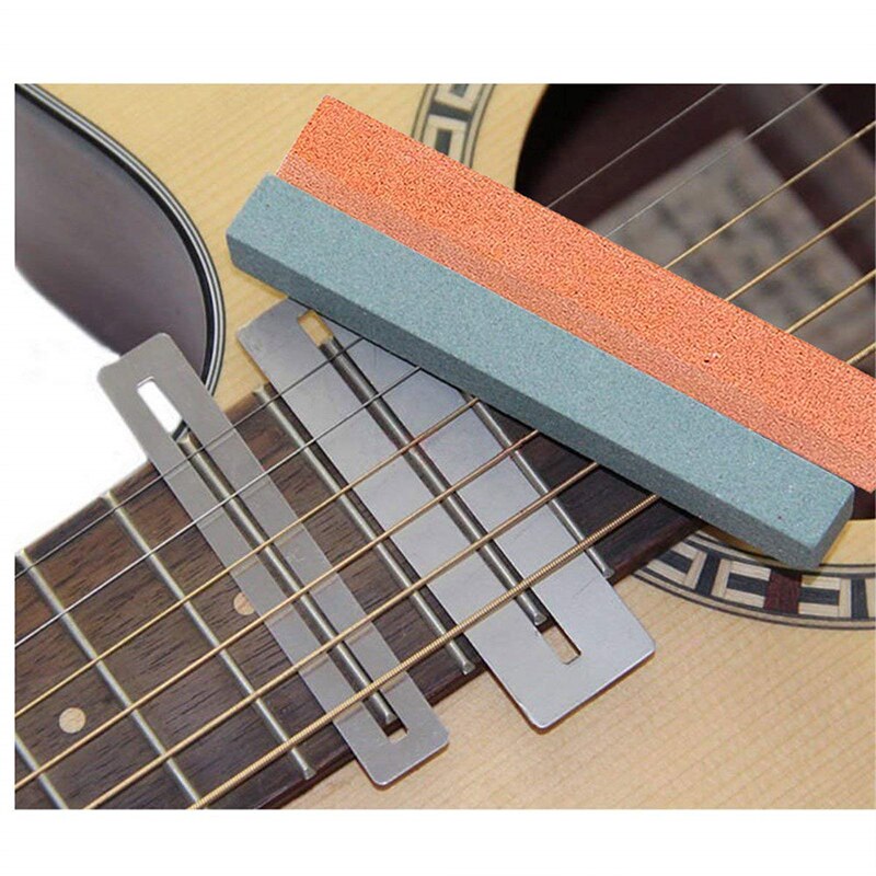 6pcs Guitar Luthier Tool Kit fret crowning File dressing Guitar fret rocker leveling Fingerboard Grinding Sanding Stone