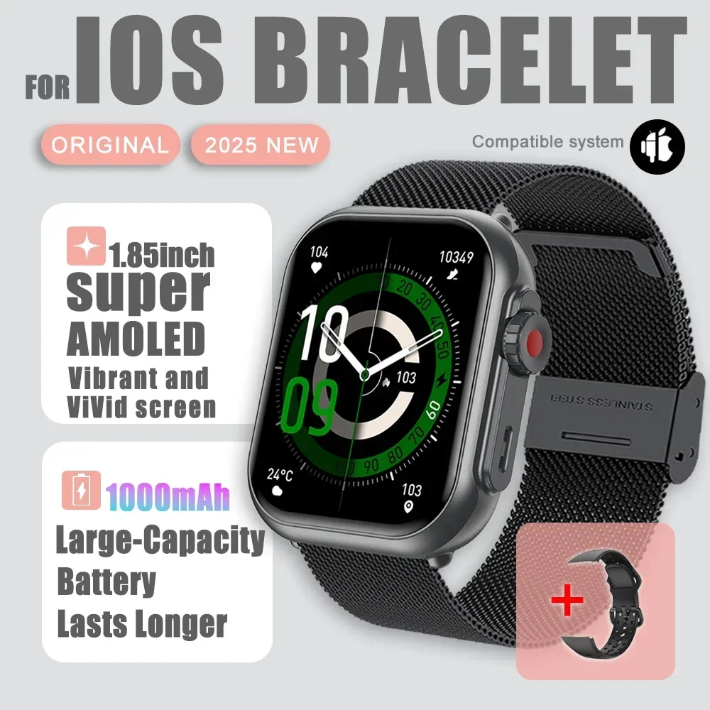 2025 novo relógio ultra 2 se masculino feminino 1000mah gps track watch freqüência cardíaca 100 + esporte bt chamada à prova dwaterproof água relógio inteligente para ios android: Rosa