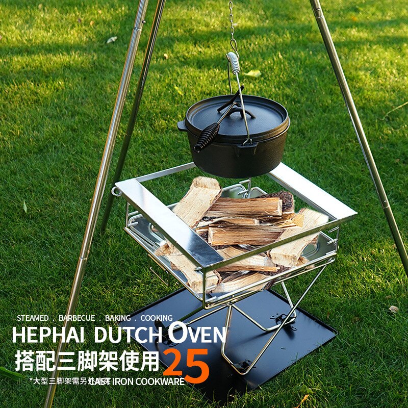 Outdoor Gietijzeren Pot Kookpan Barbecue Soeppan Picknick Kokend Water Opknoping Pot Stoofpot Vlees Gebraden Kip Varken iron Pot