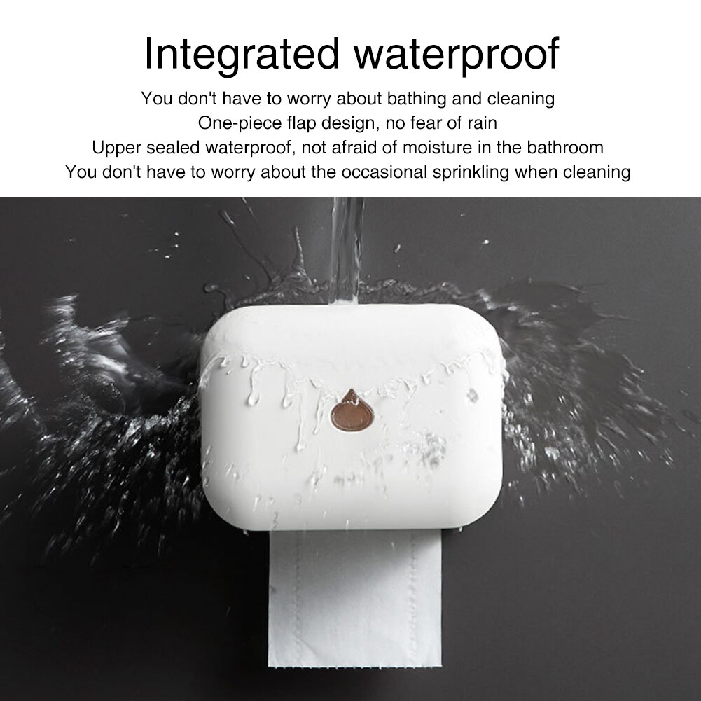 Toilet Waterproof Roll Paper Holder Wall Mounted Self Adhesive Box Tissue Box Bathroom Paper Container With Cover