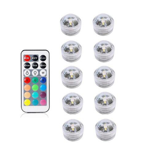 Battery Operated Led Remote Controlled RGB Submersible Lights wireless Underwater Lamp Waterproof vase bowls aquarium decoration: 1Remote 10Light