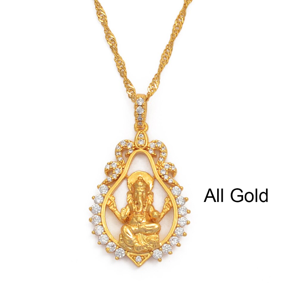 Hinduisme indisk religiøs ganesha vedhæng halskæder til kvinder piger guld farve og cubic zirconia elefant gud halskæder