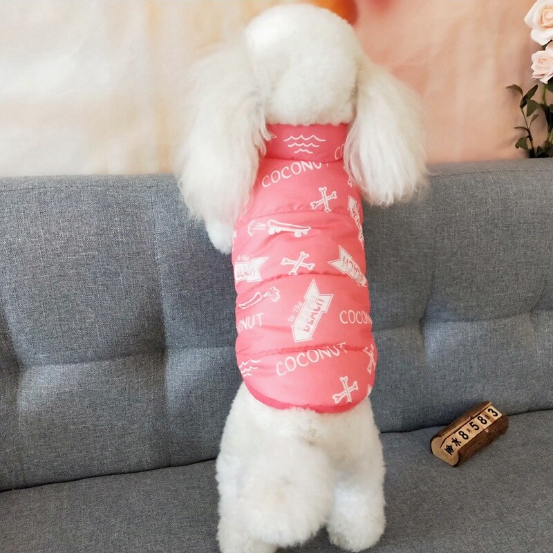 Mascota Otoño Invierno ropa perro Casual hueso impreso algodón chaleco cachorro cálido abajo Parkas monos para perro pequeño y mediano