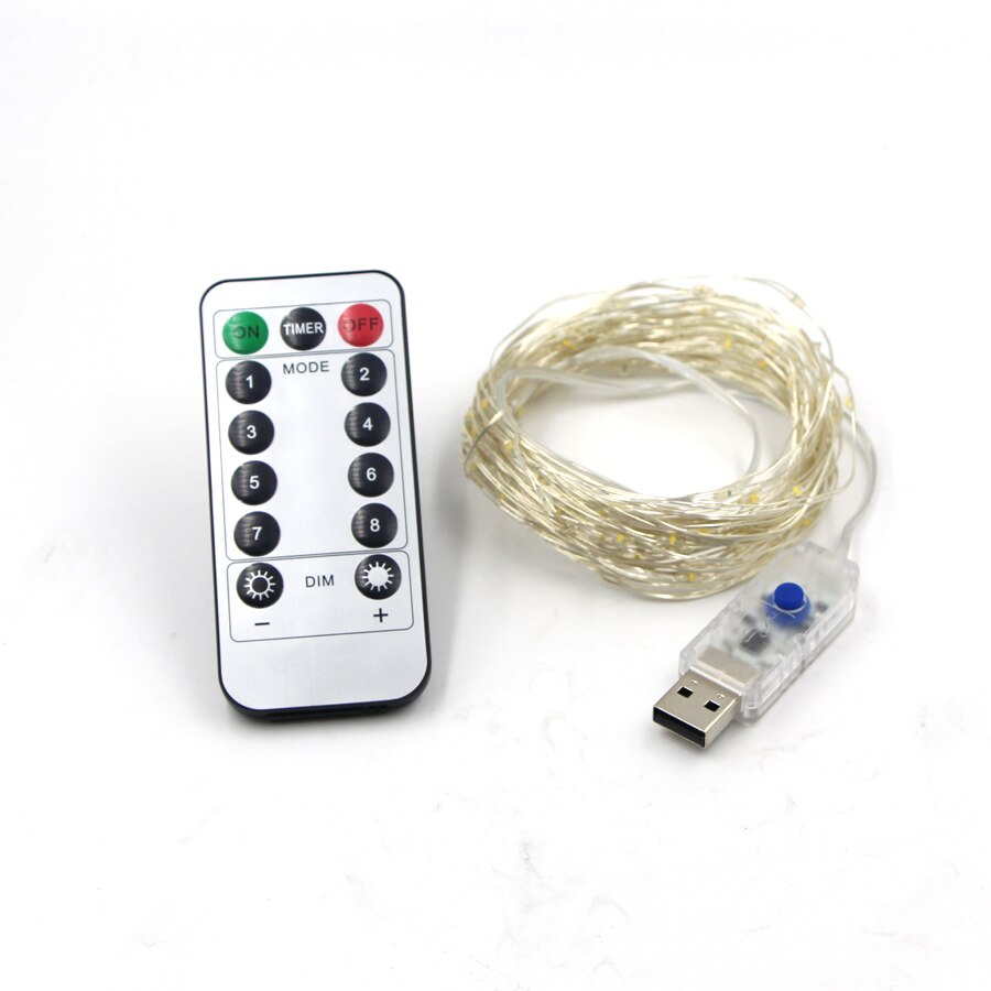 Gebühr Lichter Batterie Betrieben LED Lichterketten Fernbedienung Timer funkeln Schnur Lichter 8 Modi 5m 10m Glühwürmchen lichter: Fernbedienung Schnur USB / warm  5m