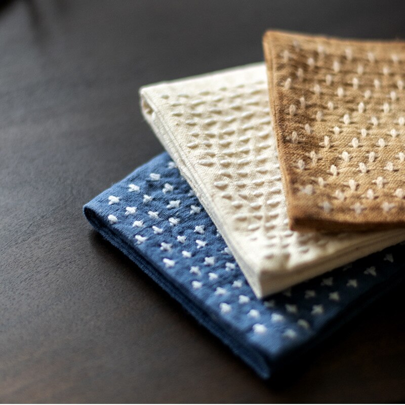 Handgemaakte Katoenen Linnen Vaatdoek Japanse Stijl Servetten Theeceremonie Plant Kleuring Serveren Thee Handdoek Accessoires