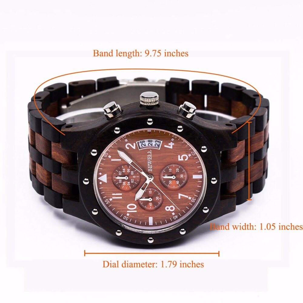 BEWELL Holz herren Uhr Luxus Quarz Handgelenk Moment Uhren Mit Komplette Kalender Zeit lieferant 109D