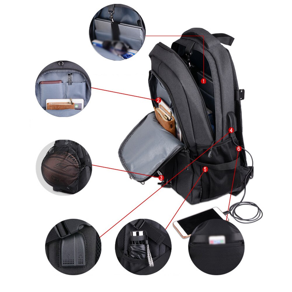 YIXIAO-Mochila deportiva de baloncesto para hombre, bolsa para ordenador portátil, almacenamiento para entrenamiento de fútbol y Fitness