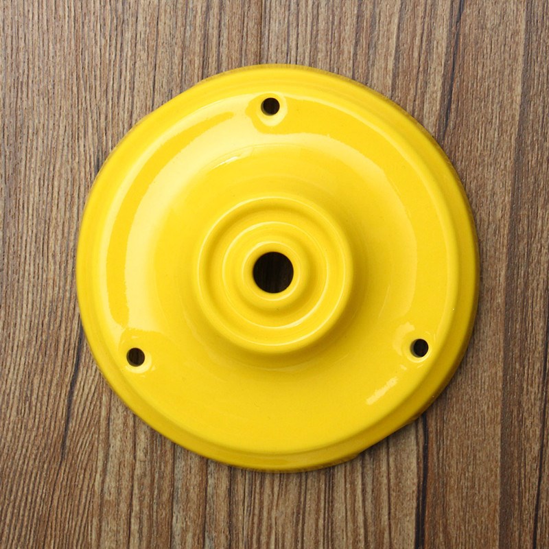 Veggfeste 105mm keramisk lampefot retro vintage takkrok krokholder tallerken 100mm lysekrone pendellampe lampeholder: Gul
