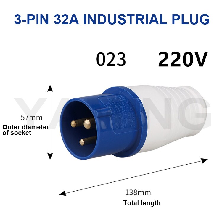 3 Pins Waterproof Industrial Plug Socket Embeded Surface Mounted Connector 16A/32A Aviation Explosion-proof Male And Female: 32A industrial plug