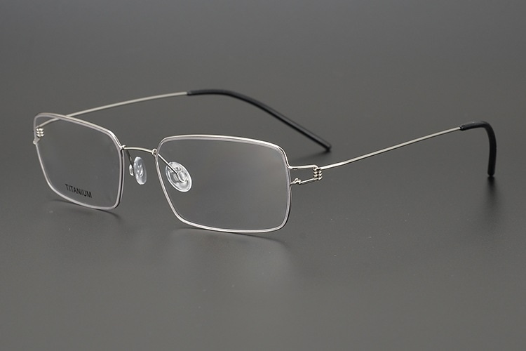 Denmark Titanium Rim Square Glasses Frame Eyewear No Screw Handmade Myopia Optical Eyeglasses Frames: Silver color