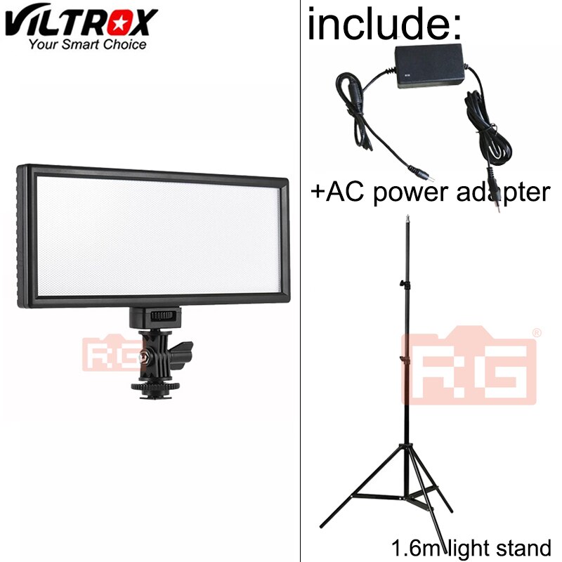 Viltrox  l132t led video lys ultra tynd lcd skærm bi-farve og dæmpbar dslr studio lys lampe panel til kamera dv videokamera