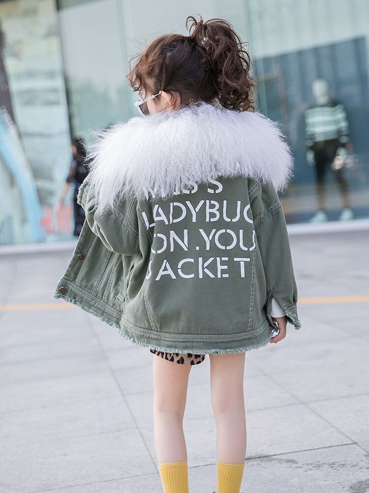 Kinderen meisjes bontkraag capuchon plus fluwelen jassen winter warme jassen kinderen dikke bovenkleding tiener tops 4-16y w1176