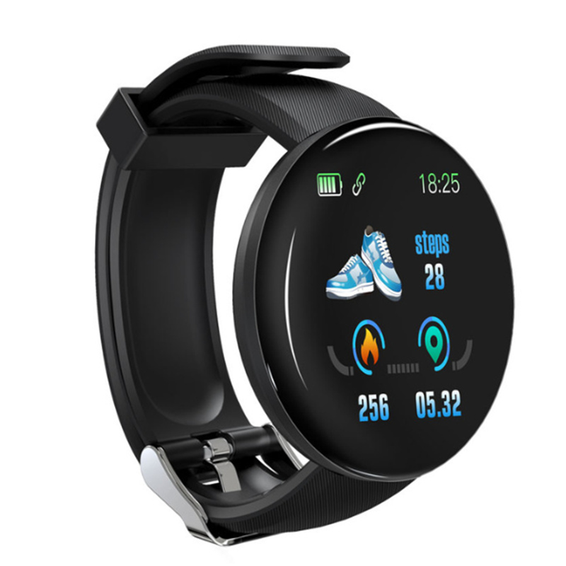 D18 Bluetooth montre intelligente hommes tension artérielle Smartwatch femmes hommes montre étanche Sport Tracker WhatsApp pour les téléphones Android Ios: Black