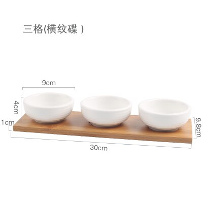 Keramik Snacks Platten mit Bambus Tablett Japan Stil Kreative Obst Platte Nachmittag Tee Tabletts Nachspeisen Platte Soße Gericht: F3