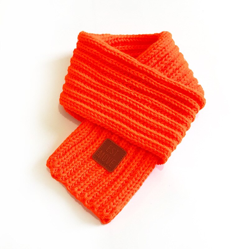 Flickor vinter halsduk baby rosa färg härlig bomull stickad barn halsduk solid vinter varma halsdukar barn pojke flicka: Orange
