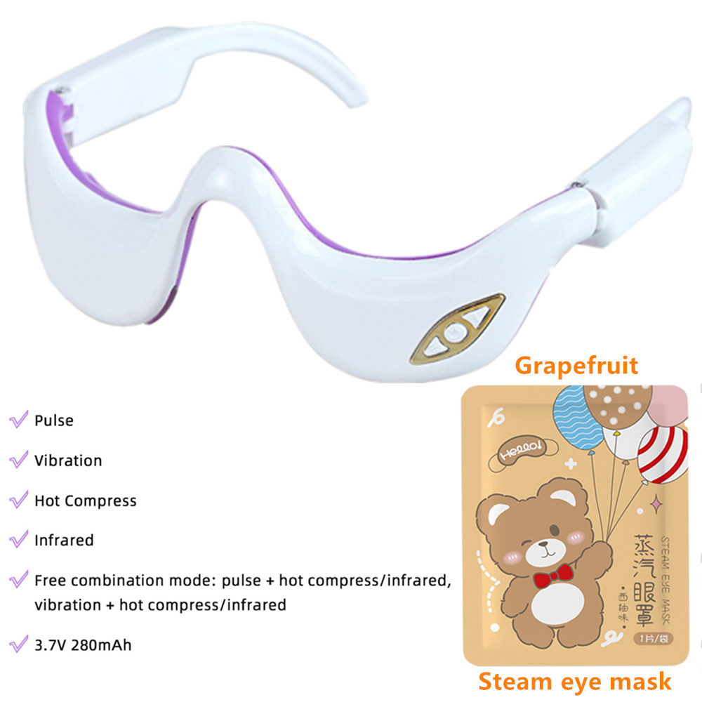 EMS Pulse Vibration Under-Eye Massager Heated Relieves Eye Fatigue Eyes Massage Glasses Dark Circle Eye Bags Eye Fat Remover: Red