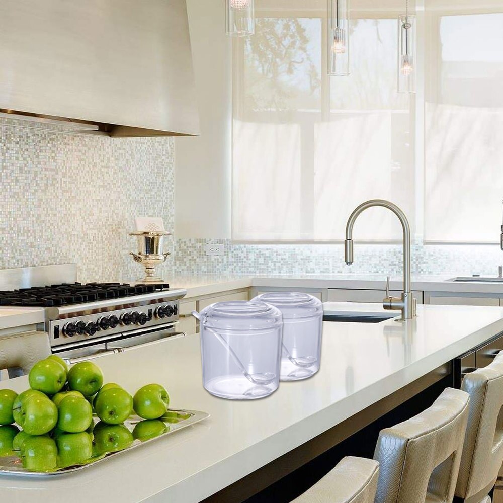 1PC Nontoxic Practical Transparent Household Acrylic Spice Storage Box With Spoon Spice Jar Seasoning Can Pepper Tank: Default Title