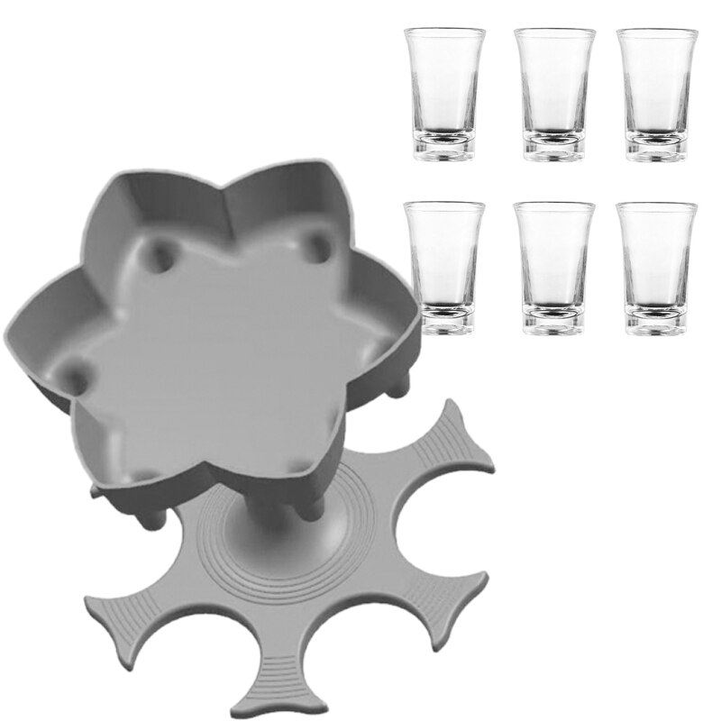 Portable 6 Glass Cup Dispenser Holder Caddy Liquir Dispenser Drinking Games Glass Dispenser Party Barware Accessories: Gray wine dispenser